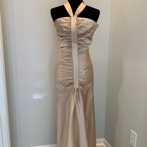 Jessica McClintock Evening Gown gold formal long fit and flare dress size 2